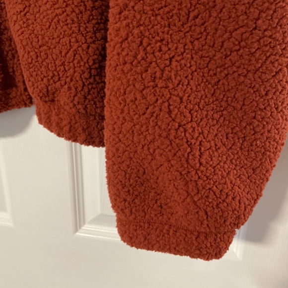New Old Navy Sherpa fleece zip up funnel neck rust burnt orange size XS - Picture 6 of 12